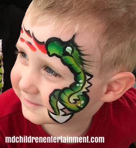 Dragon face painting! We offer face painting in Belleville, Ontario.